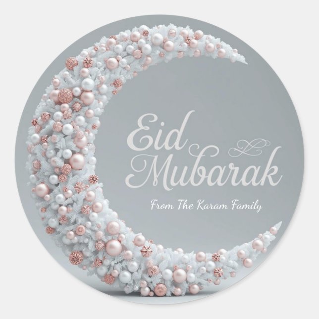 Sticker Rond Personalized Eid Mubarak Muslim modern Classic  (Devant)