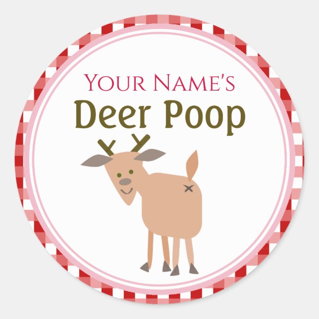 Sticker Rond Personalized Funny Reindeer Poop Christmas Gift (Devant)