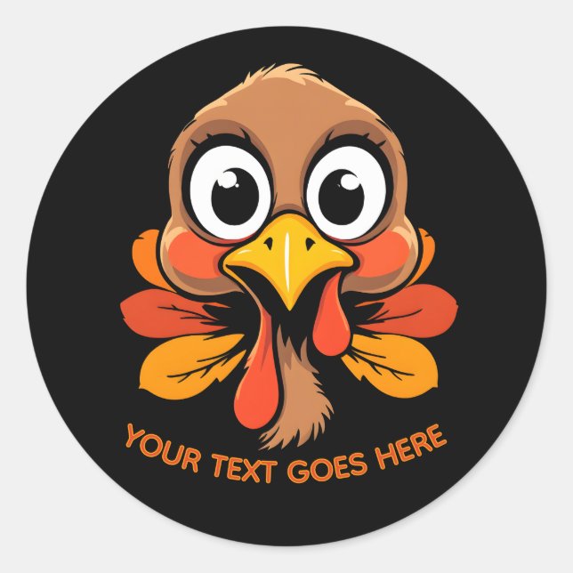 Sticker Rond Personalized Funny Turkey Face Thanksgiving (Devant)