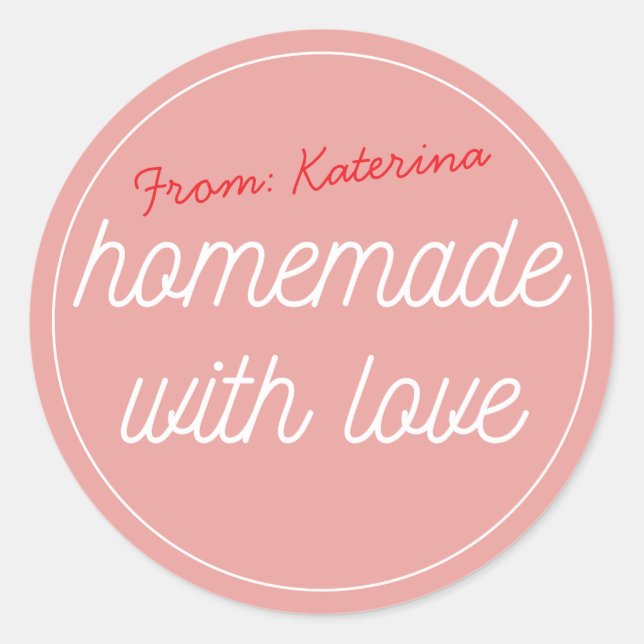 Sticker Rond Personalized homemade with love (Devant)
