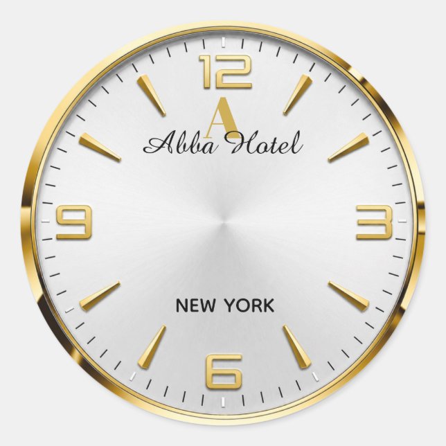 Sticker Rond Personalized Hotel Name Luxury Gold Silver  (Devant)