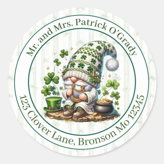 Sticker Rond Personalized Irish-Themed Return Address Labels (Devant)