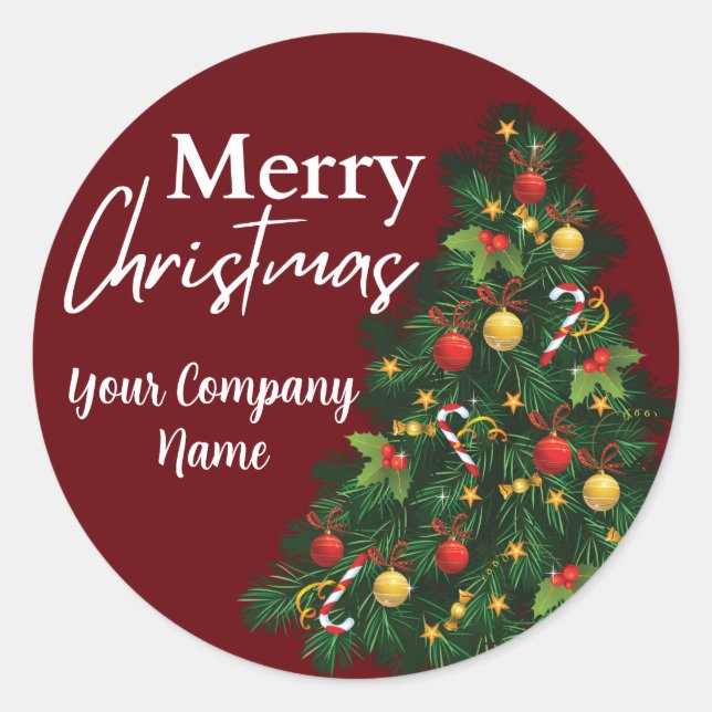 Sticker Rond Personalized Merry Christmas Tree Holiday (Devant)