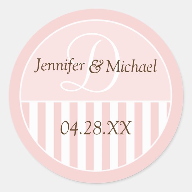 Sticker Rond Personalized Monogrammed Wedding Favor Labels (Devant)