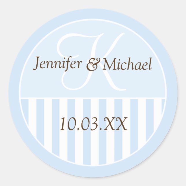 Sticker Rond Personalized Monogrammed Wedding Favor Labels (Devant)