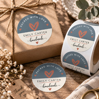 Sticker Rond Personalized Packed With Love Handmade Business