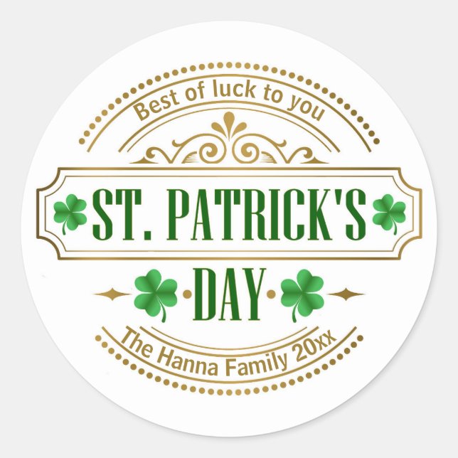 Sticker Rond Personalized St. Patrick's Day I Luck of the Irish (Devant)