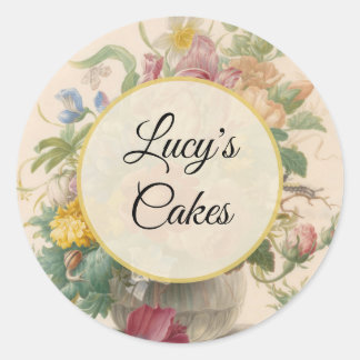 Sticker Rond Personalized Vintage Floral Botanical
