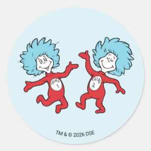 Sticker Rond Personnage Chose 1 et Chose 2 de Dr Seuss