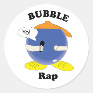 Sticker Rond Personnage de bulle de dessin animé disant "Yo!" a