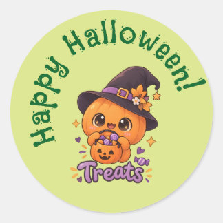 Sticker Rond Personnage de citrouille mignon 🎃🧡