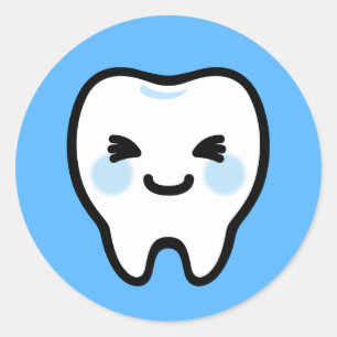 Sticker Rond Personnage de dent souriante – Illustration mignon