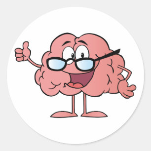 Sticker Rond Personnage de dessin animé de cerveau renonçant