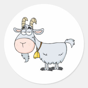 Sticker Rond Personnage de dessin animé de chèvre