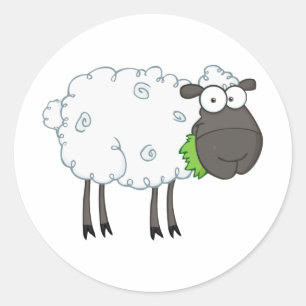Sticker Rond Personnage de dessin animé de moutons noirs