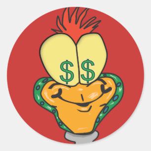 Sticker Rond Personnage de dessin animé de symbole dollar