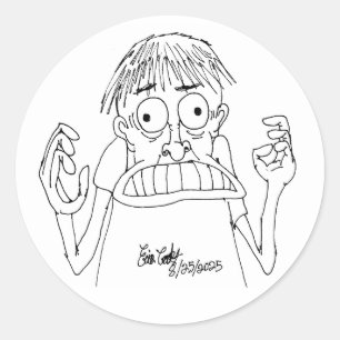 Sticker Rond personnage de dessin animé panique