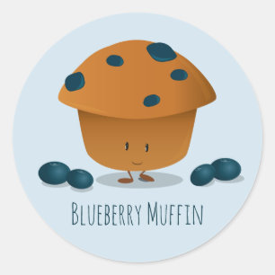 Sticker Rond Personnage de dessin humoristique de Blueberry Muf