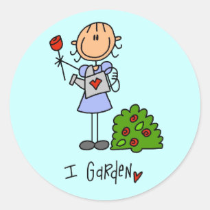 Sticker Rond Personnage de jardinage bâton