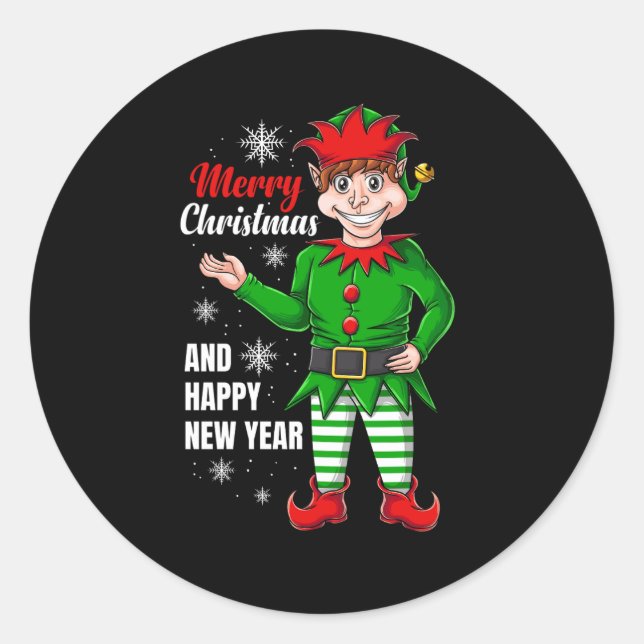 Sticker Rond personnage elf père Noël (Devant)