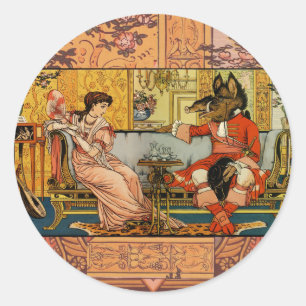 Sticker Rond Personnages Classiques de Contes de Fées de Beauté