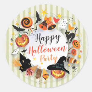 Sticker Rond Personnages de fête Halloween Design personnalisé