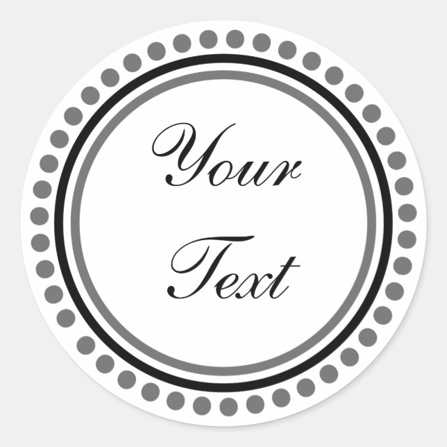 Sticker Rond Personnalisable (Cercle de points noir/gris) (Devant)