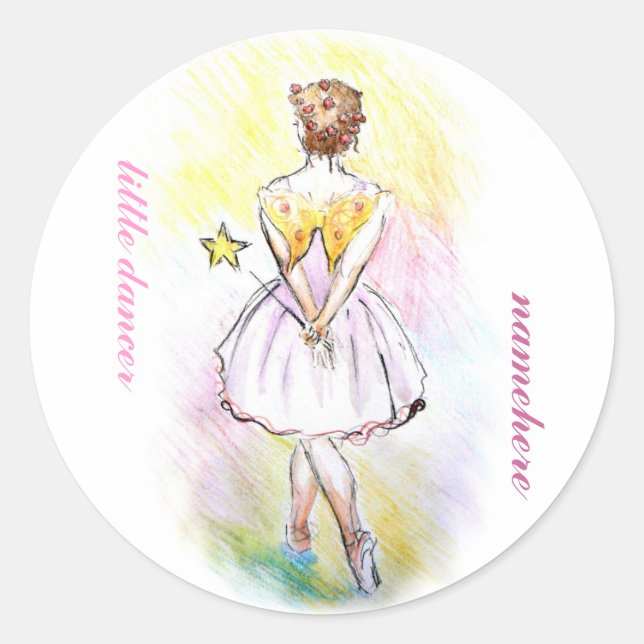 Sticker Rond Personnalisable : Danseur de fées (Devant)