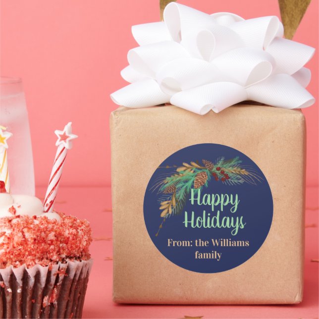 Sticker Rond Personnalisable Joyeux Joyeux Jours à partir de... (Fête)