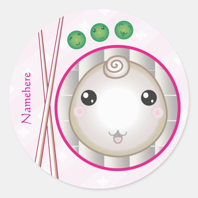 Sticker Rond Personnalisable : Kawaii little dumpling (Devant)