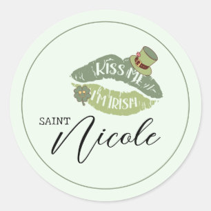 Sticker Rond Personnalisable Kiss Me Je suis Irish St. Patrick’