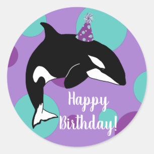 Sticker Rond Personnalisable Orca Killer Whale Anniversaire