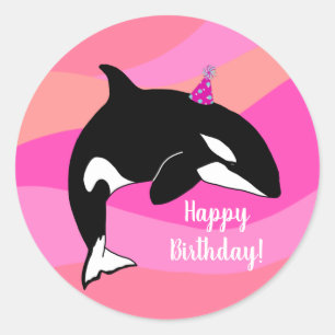 Sticker Rond Personnalisable Orca Killer Whale Anniversaire