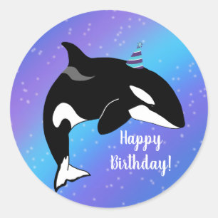 Sticker Rond Personnalisable Orca Killer Whale Anniversaire