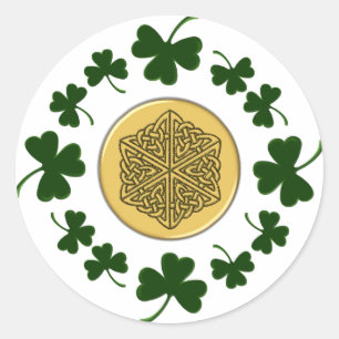 Sticker Rond PERSONNALISABLE ! Shamrock - Gold Irish Celtic