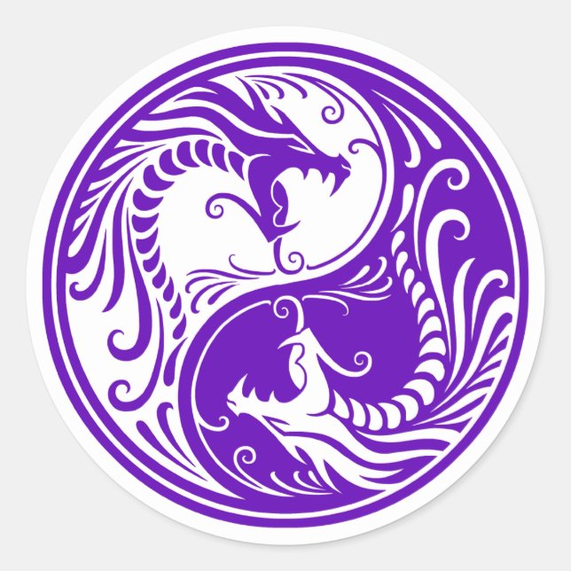 Sticker Rond Personnalisable Yin Yang Dragons (Devant)