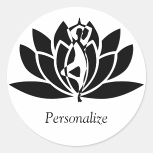 Sticker Rond Personnalisation de la pochette de yoga à fleurs 