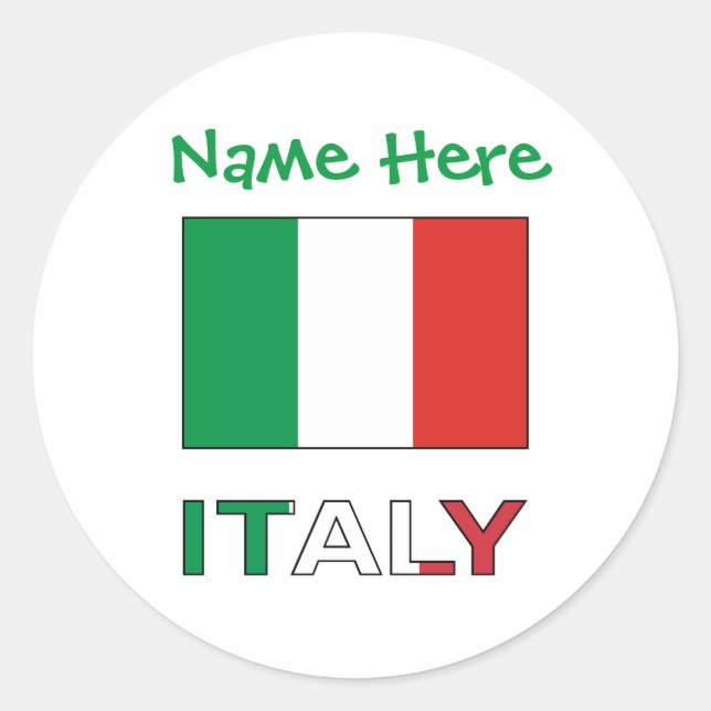 Sticker Rond Personnalisation verte du drapeau italien en Itali (Devant)