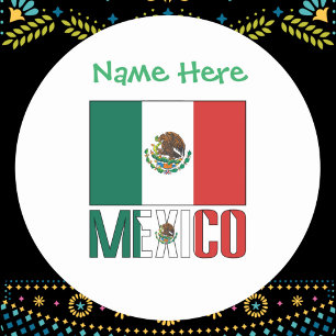 Sticker Rond Personnalisation verte du drapeau mexicain