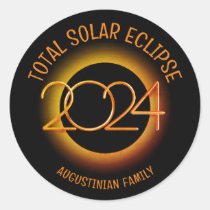 Sticker Rond Personnalisé 2024 TOTAL SOLAR ECLIPSE Famille
