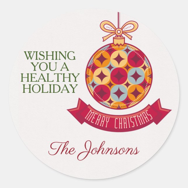 Sticker Rond Personnalisé Ajouter un nom Joyeux Noël Vacances a (Devant)