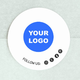 Sticker Rond Personnalisé Ajoutez Votre Logo Plain White Social