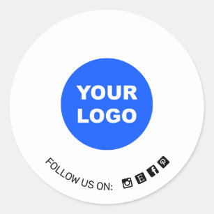 Sticker Rond Personnalisé Ajoutez Votre Logo Plain White Social