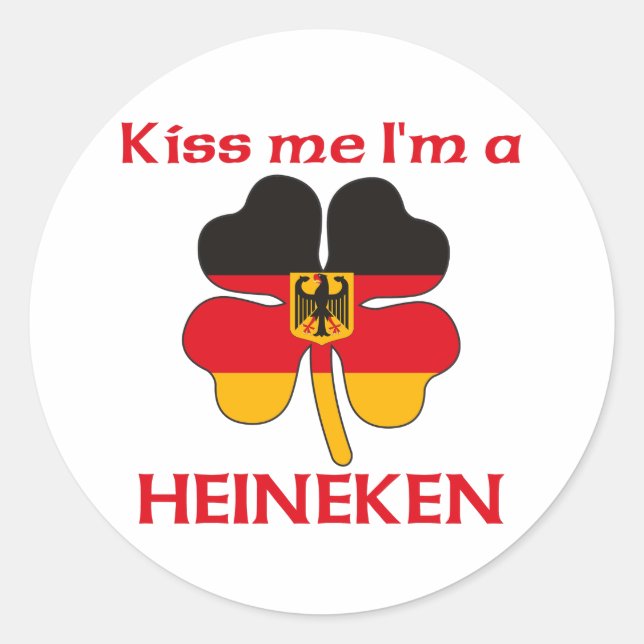 Sticker Rond Personnalisé allemand Kiss Me Je suis Heineken (Devant)