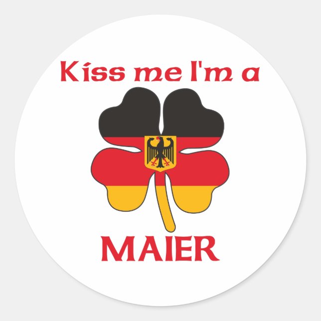 Sticker Rond Personnalisé allemand Kiss Me Je suis Maier (Devant)