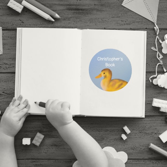 Sticker Rond Personnalisé Baby Duckling Ce livre appartient à (Créateur téléchargé)