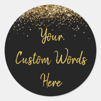 Sticker Rond Personnalisé Black Gold Customisé fête d'anniversa