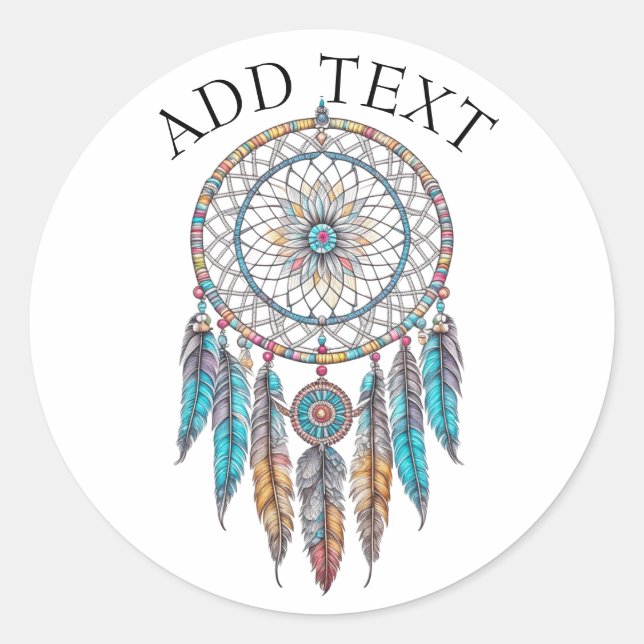 Sticker Rond Personnalisé Blue Dreamcatcher Mystique (Devant)