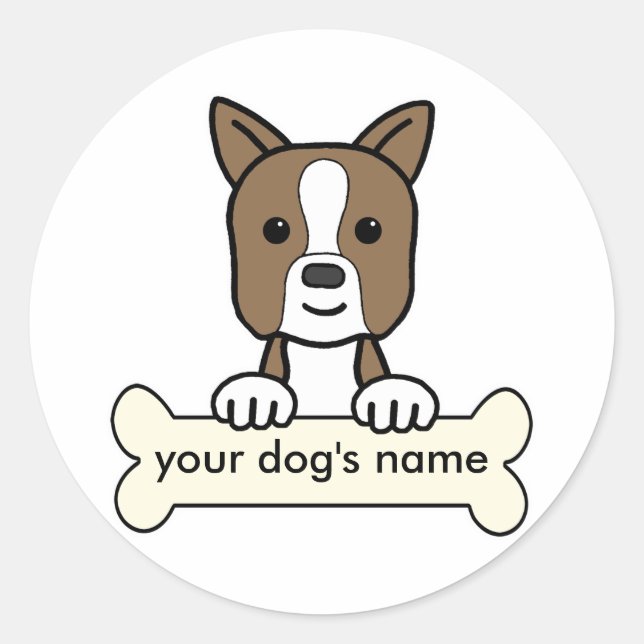 Sticker Rond Personnalisé Boston Terrier (Devant)