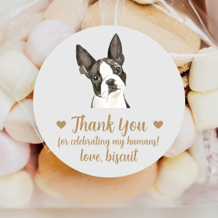 Sticker Rond Personnalisé Boston Terrier Chien Mariage Faveur S